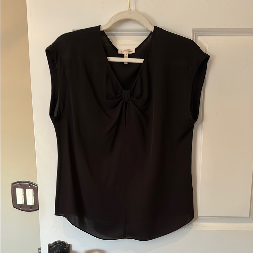 Rebecca Taylor Black Tie Front Blouse